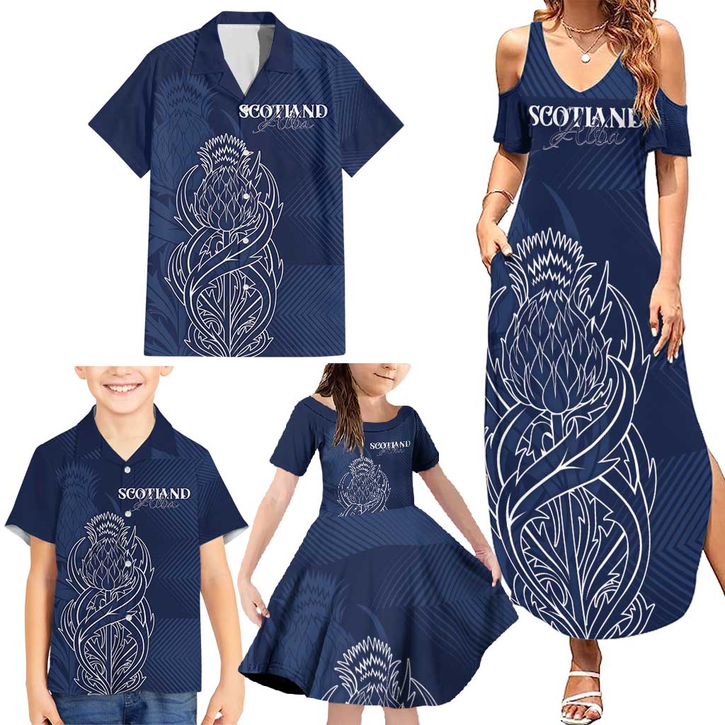 Scotland Rugby Personalized Family Matching Summer Maxi Dress and Hawaiian Shirt Thistle Royal Style