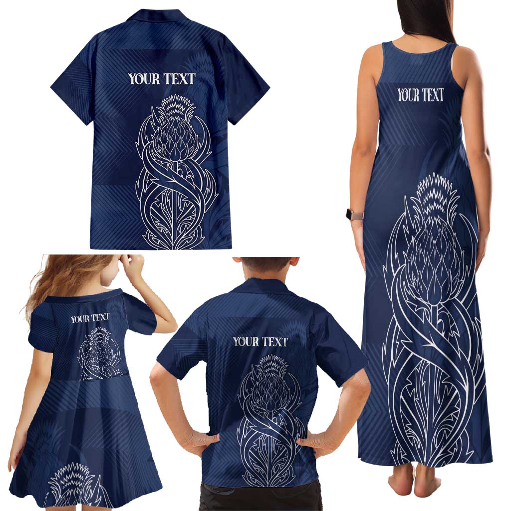 Scotland Rugby Personalized Family Matching Tank Maxi Dress and Hawaiian Shirt Thistle Royal Style