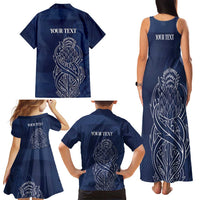 Scotland Rugby Personalized Family Matching Tank Maxi Dress and Hawaiian Shirt Thistle Royal Style