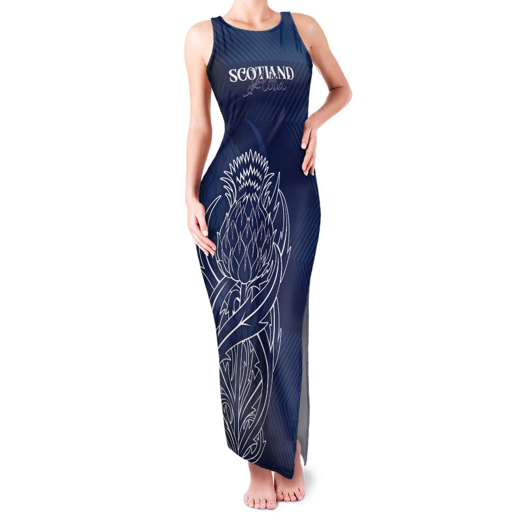 Scotland Rugby Personalized Family Matching Tank Maxi Dress and Hawaiian Shirt Thistle Royal Style