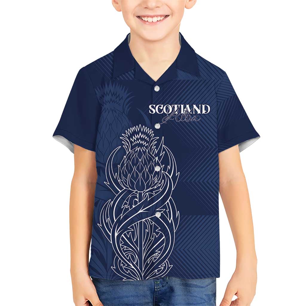 Scotland Rugby Personalized Kid Hawaiian Shirt Thistle Royal Style