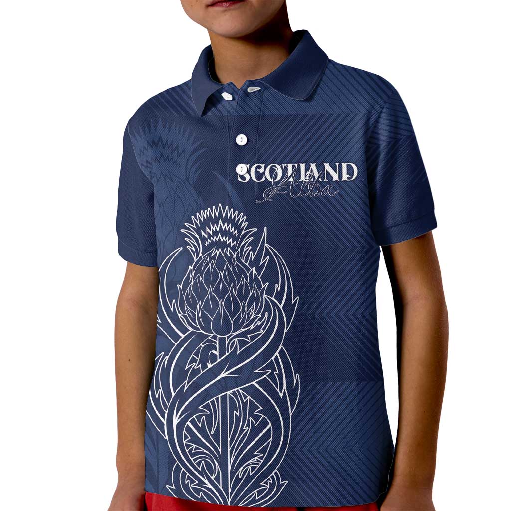 Scotland Rugby Personalized Kid Polo Shirt Thistle Royal Style