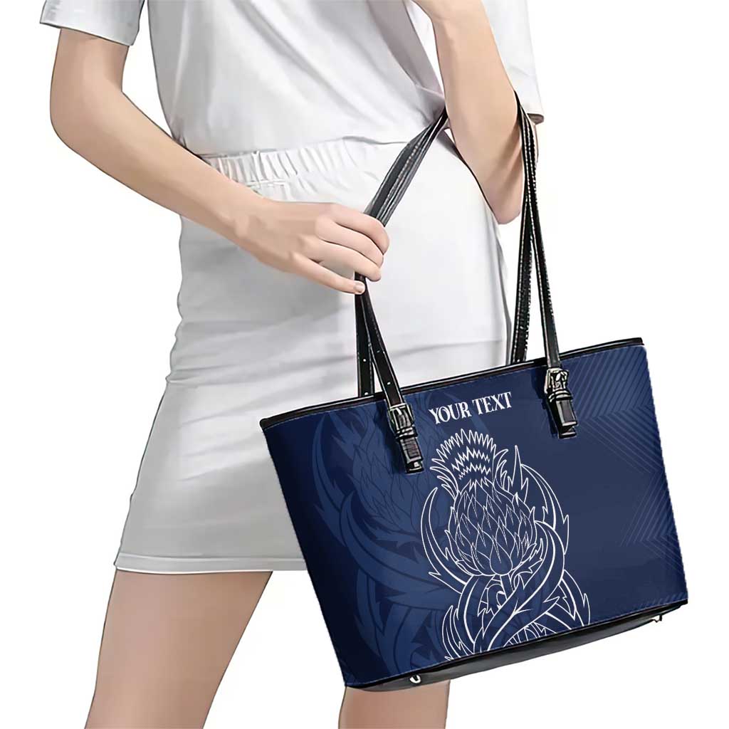 Scotland Rugby Personalized Leather Tote Bag Thistle Royal Style