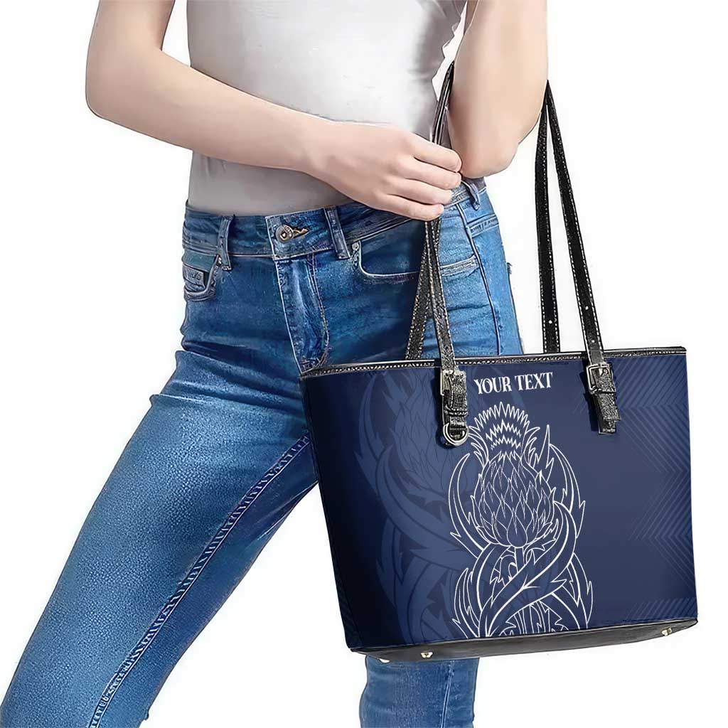 Scotland Rugby Personalized Leather Tote Bag Thistle Royal Style