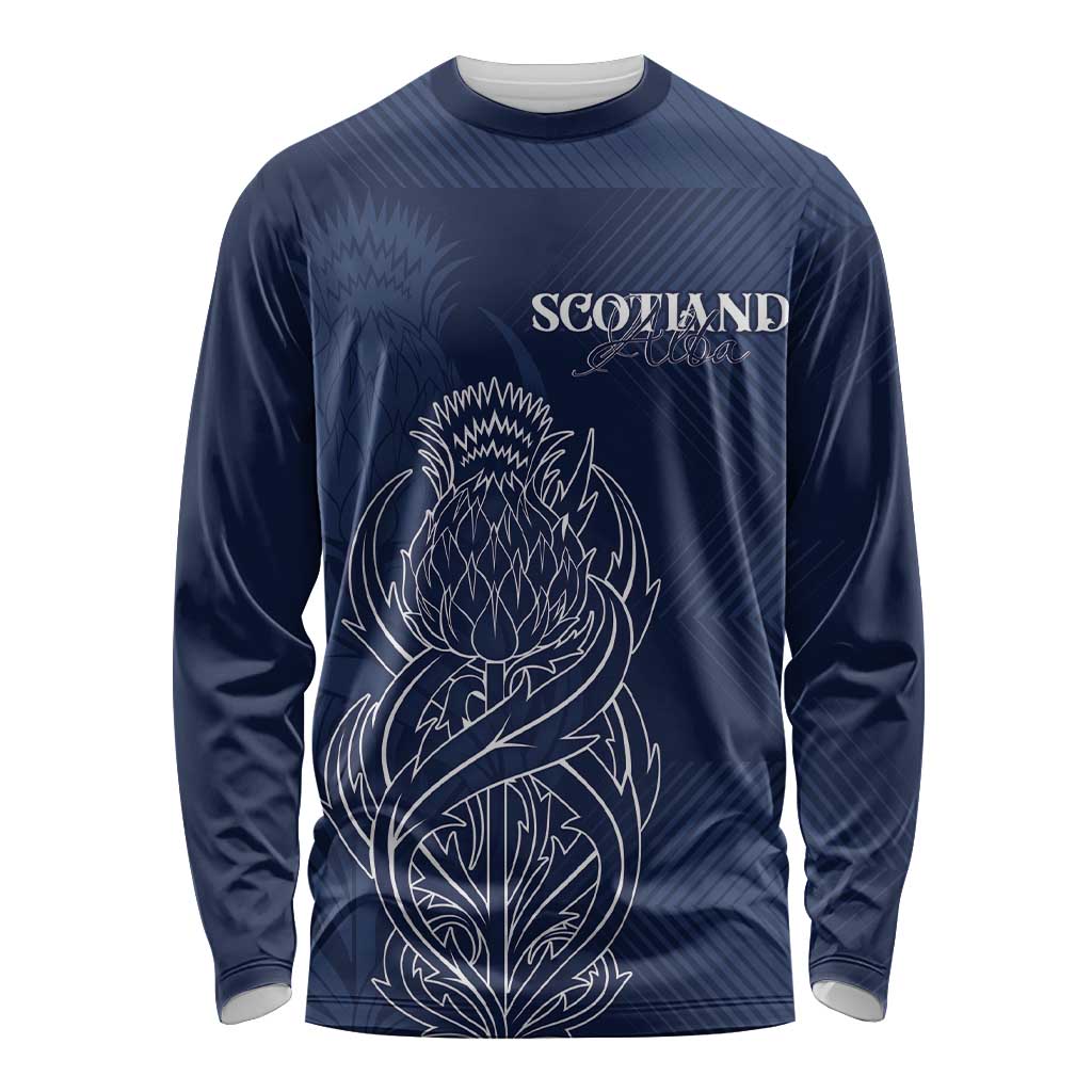 Scotland Rugby Personalized Long Sleeve Shirt Thistle Royal Style