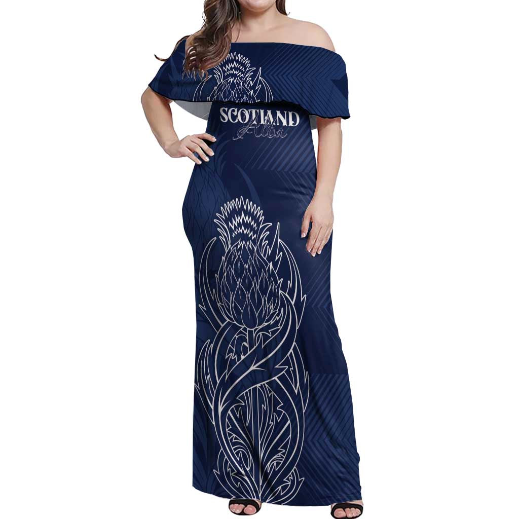 Scotland Rugby Personalized Off Shoulder Maxi Dress Thistle Royal Style