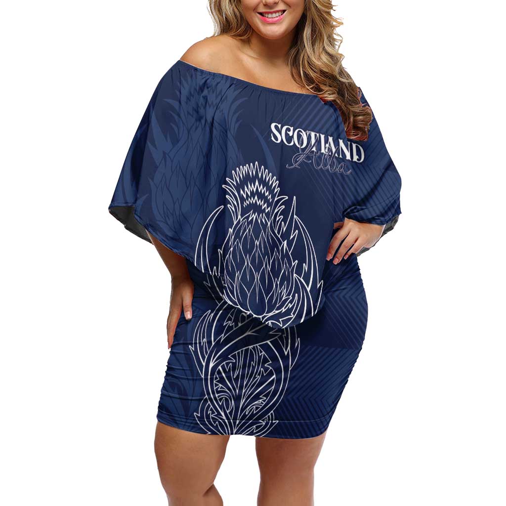 Scotland Rugby Personalized Off Shoulder Short Dress Thistle Royal Style