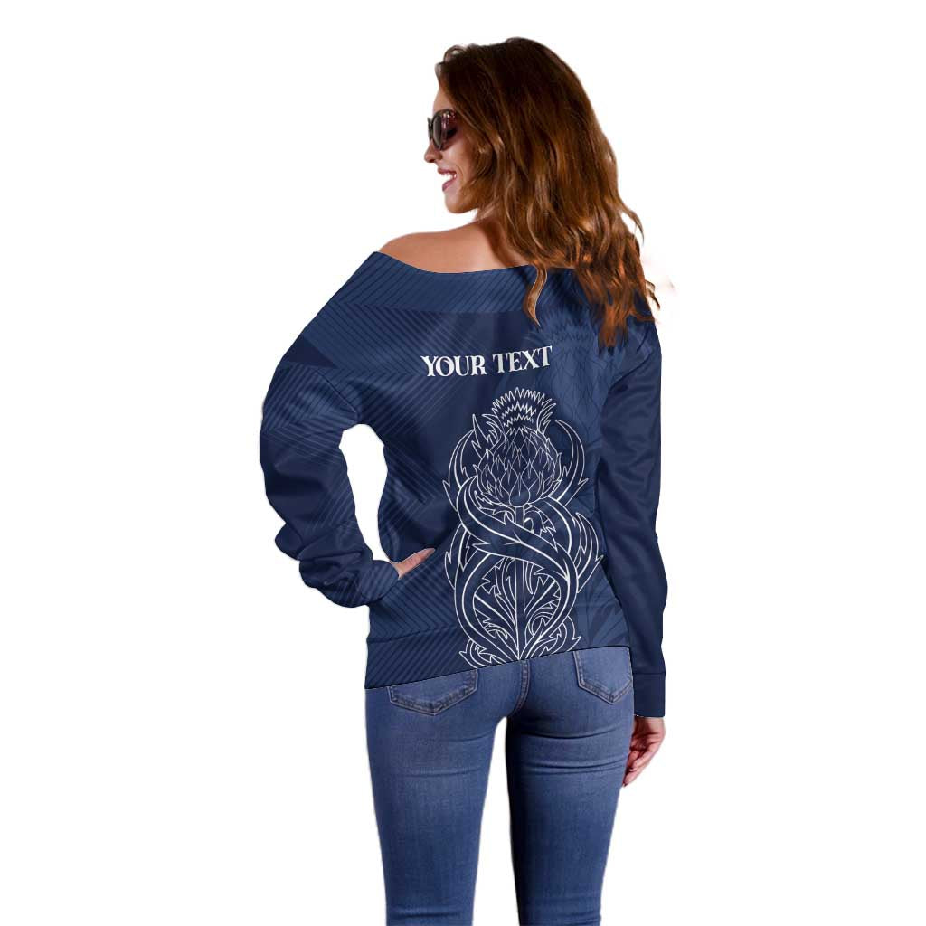 Scotland Rugby Personalized Off Shoulder Sweater Thistle Royal Style