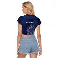 Scotland Rugby Personalized Raglan Cropped T Shirt Thistle Royal Style