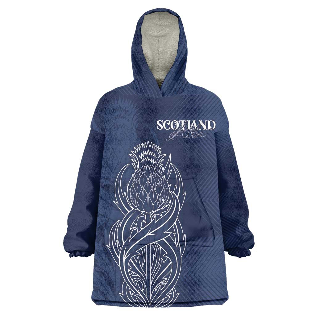 Scotland Rugby Personalized Wearable Blanket Hoodie Thistle Royal Style