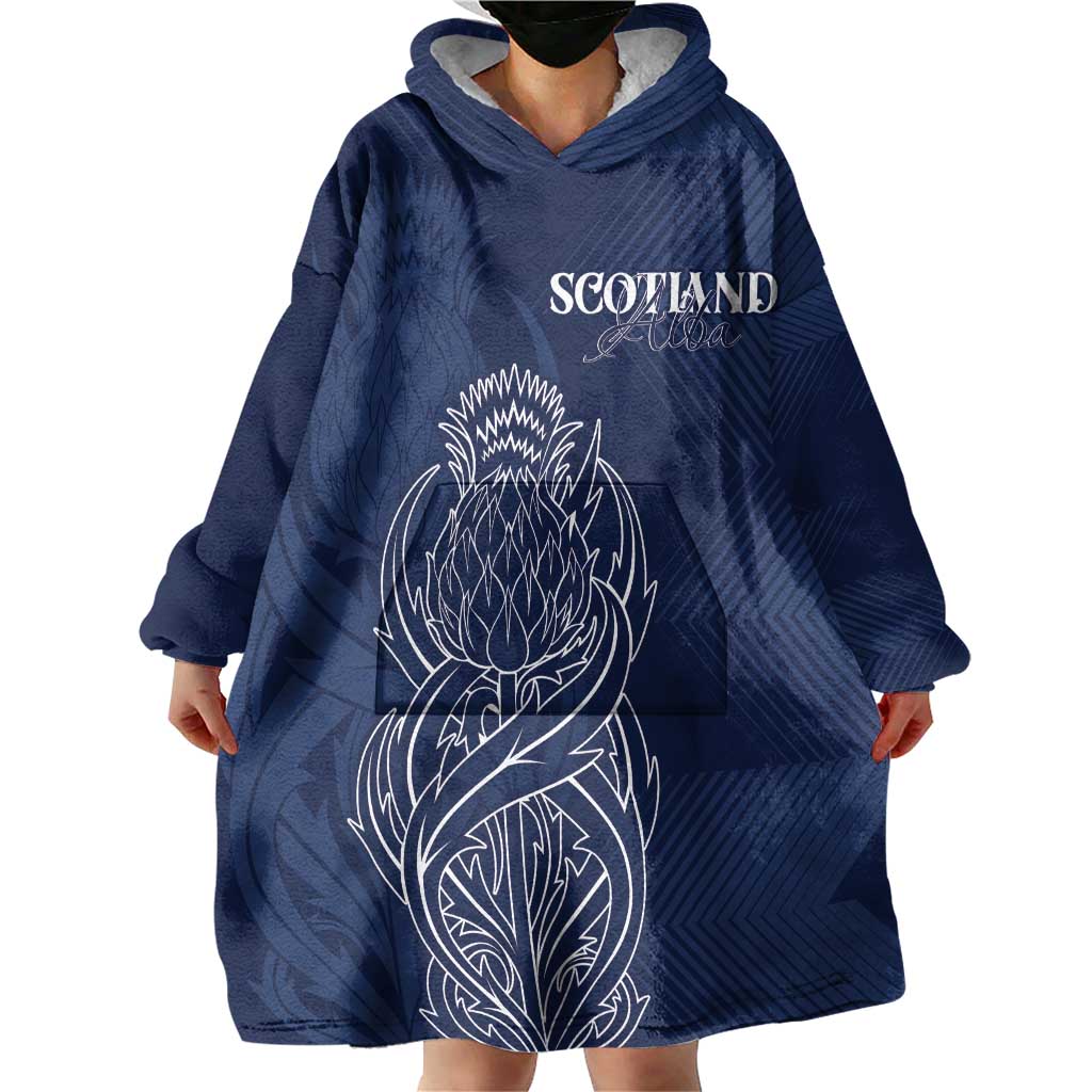 Scotland Rugby Personalized Wearable Blanket Hoodie Thistle Royal Style