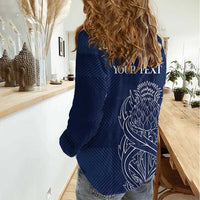 Scotland Rugby Personalized Women Casual Shirt Thistle Royal Style