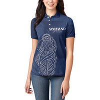 Scotland Rugby Personalized Women Polo Shirt Thistle Royal Style