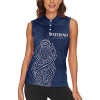 Scotland Rugby Personalized Women Sleeveless Polo Shirt Thistle Royal Style