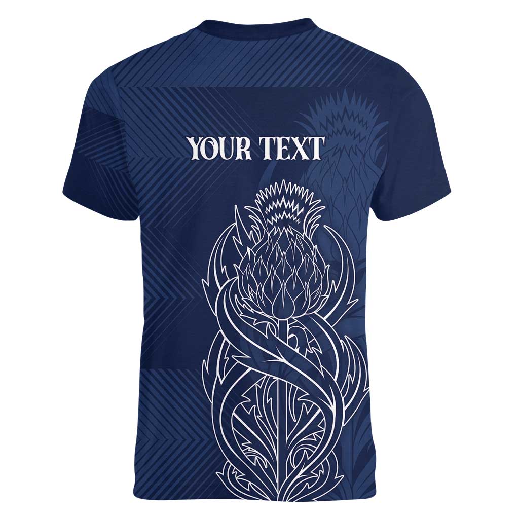Scotland Rugby Personalized Women V-Neck T-Shirt Thistle Royal Style