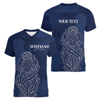 Scotland Rugby Personalized Women V-Neck T-Shirt Thistle Royal Style