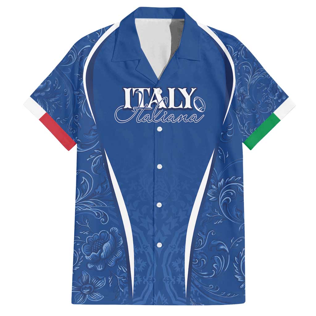 Italy Rugby Personalized Family Matching Off Shoulder Short Dress and Hawaiian Shirt Azzurro Savoia - Renaissance Inspired