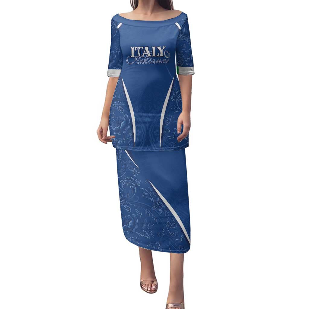 Italy Rugby Personalized Family Matching Puletasi and Hawaiian Shirt Azzurro Savoia - Renaissance Inspired