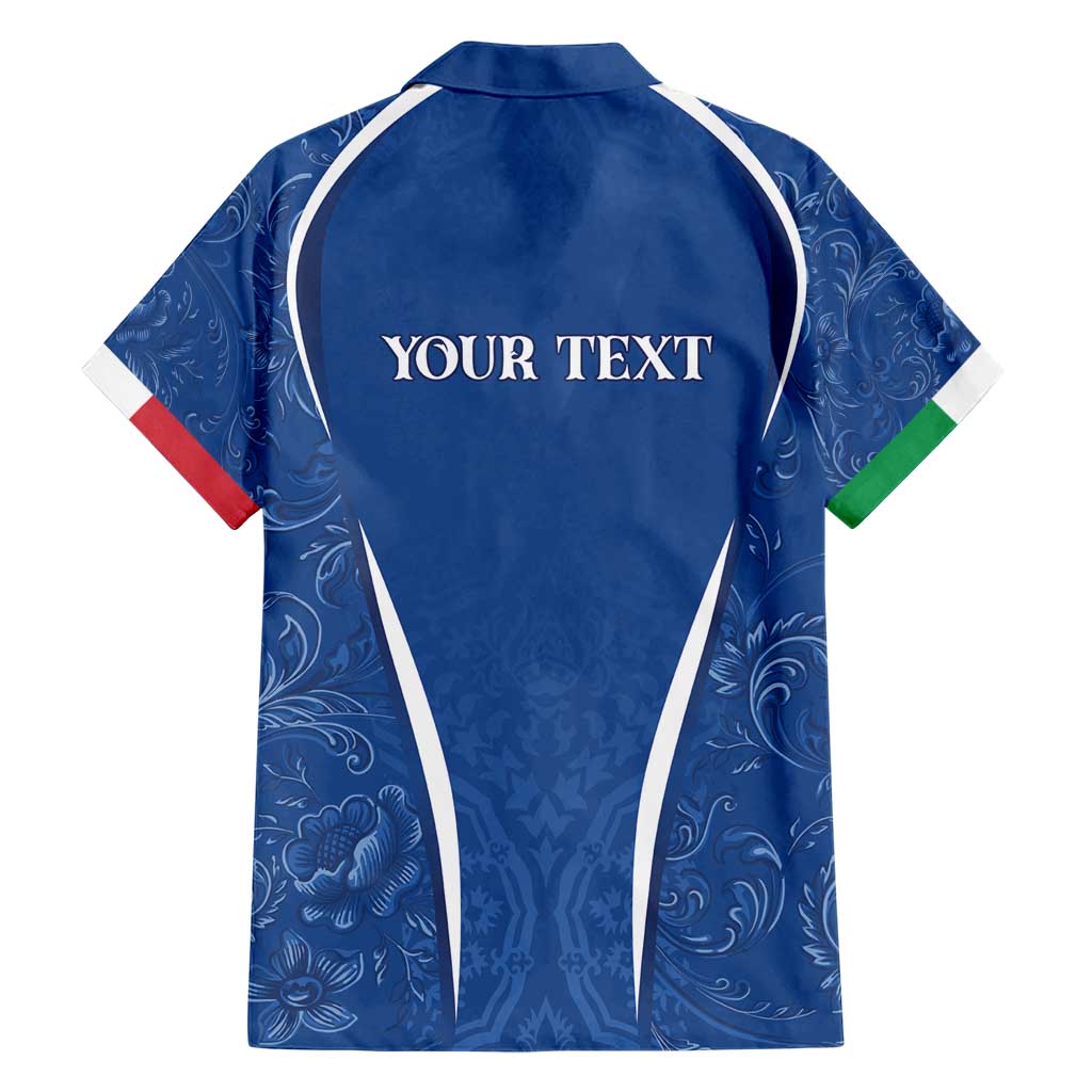 Italy Rugby Personalized Family Matching Short Sleeve Bodycon Dress and Hawaiian Shirt Azzurro Savoia - Renaissance Inspired