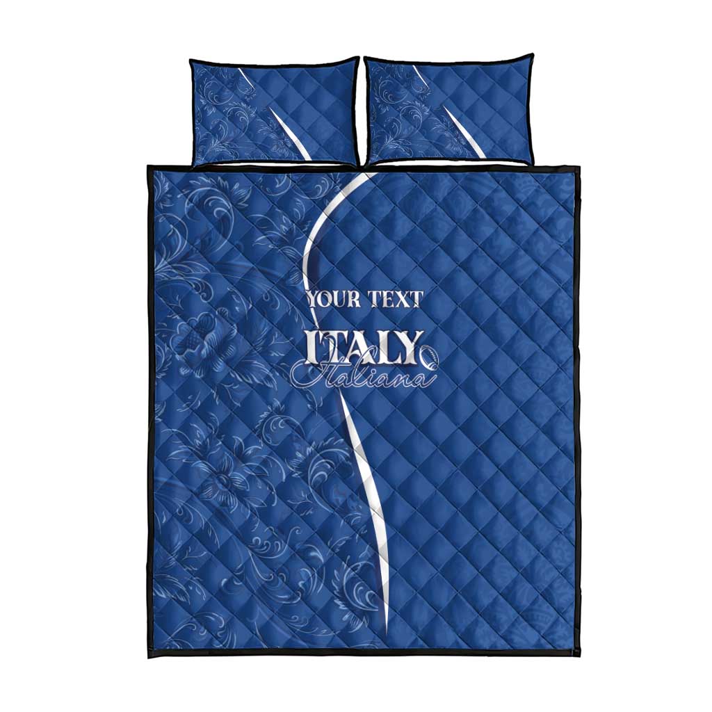Italy Rugby Personalized Quilt Bed Set Azzurro Savoia - Renaissance Inspired