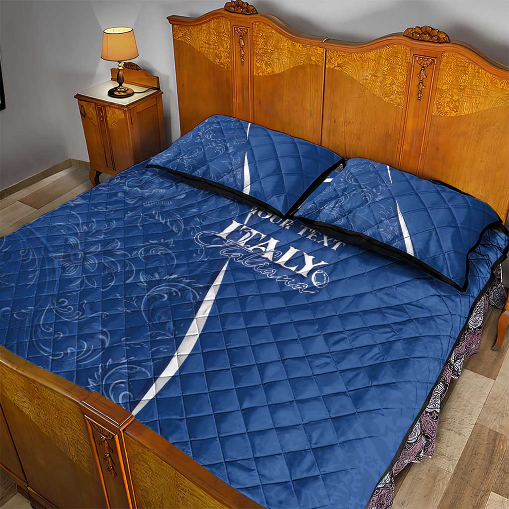 Italy Rugby Personalized Quilt Bed Set Azzurro Savoia - Renaissance Inspired