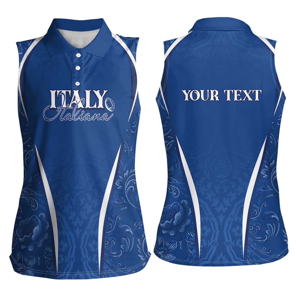 Italy Rugby Personalized Women Sleeveless Polo Shirt Azzurro Savoia - Renaissance Inspired