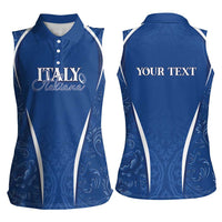 Italy Rugby Personalized Women Sleeveless Polo Shirt Azzurro Savoia - Renaissance Inspired