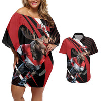 Canada Hockey Personalized Couples Matching Off Shoulder Short Dress and Hawaiian Shirt Go Canada Go