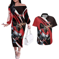 Canada Hockey Personalized Couples Matching Off The Shoulder Long Sleeve Dress and Hawaiian Shirt Go Canada Go