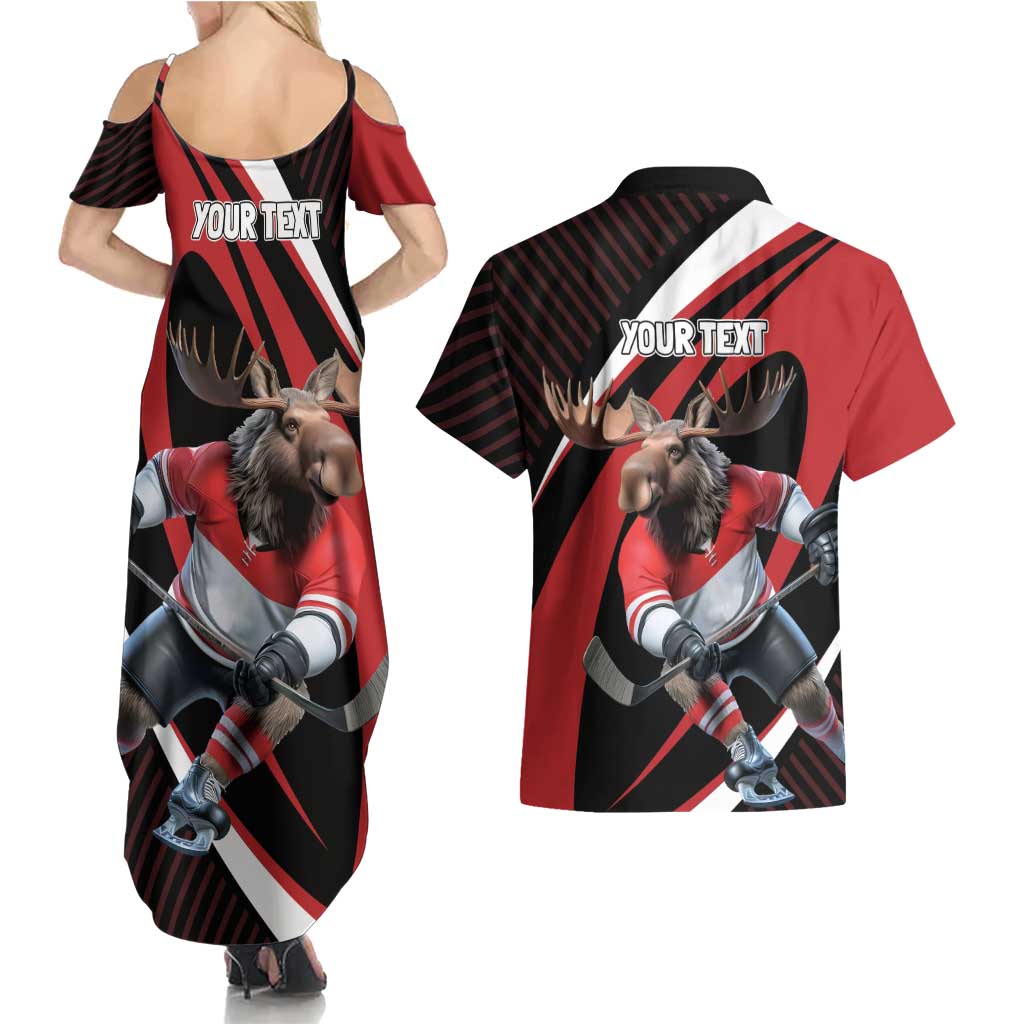 Canada Hockey Personalized Couples Matching Summer Maxi Dress and Hawaiian Shirt Go Canada Go