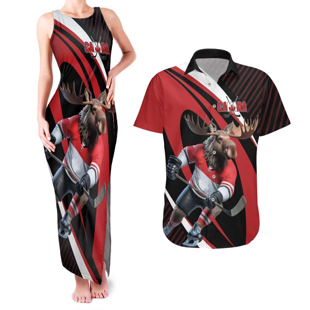 Canada Hockey Personalized Couples Matching Tank Maxi Dress and Hawaiian Shirt Go Canada Go
