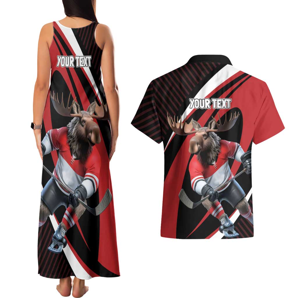 Canada Hockey Personalized Couples Matching Tank Maxi Dress and Hawaiian Shirt Go Canada Go