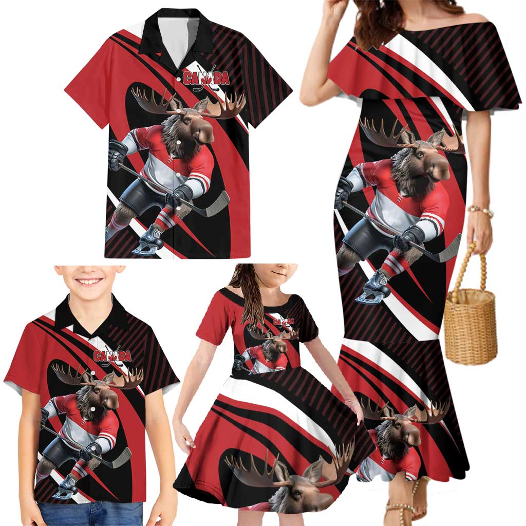 Canada Hockey Personalized Family Matching Mermaid Dress and Hawaiian Shirt Go Canada Go