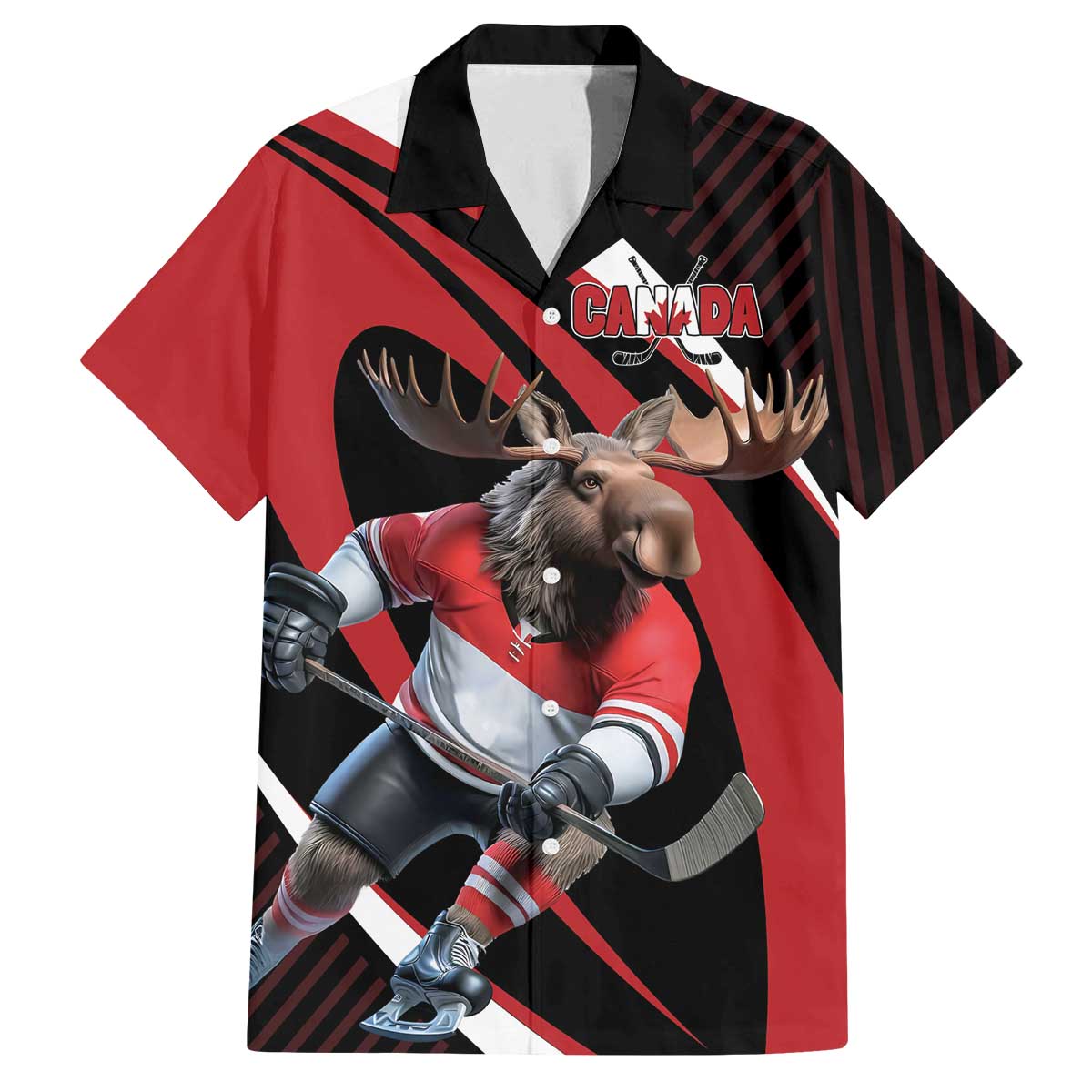 Canada Hockey Personalized Family Matching Off The Shoulder Long Sleeve Dress and Hawaiian Shirt Go Canada Go