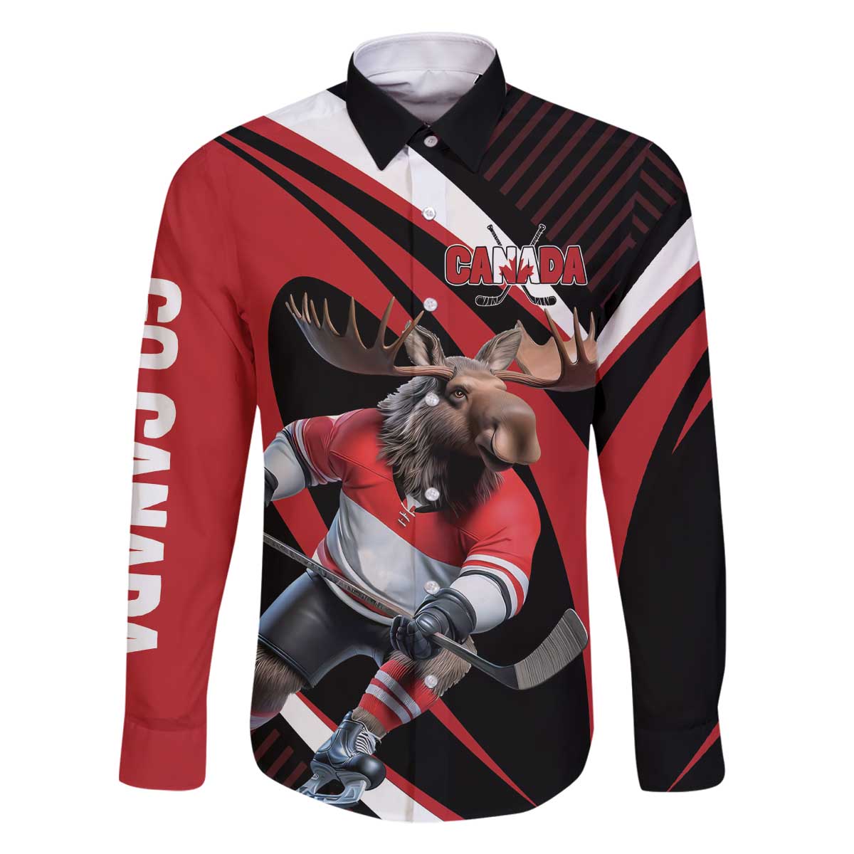 Canada Hockey Personalized Family Matching Off The Shoulder Long Sleeve Dress and Hawaiian Shirt Go Canada Go