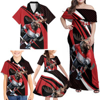 Canada Hockey Personalized Family Matching Off Shoulder Maxi Dress and Hawaiian Shirt Go Canada Go