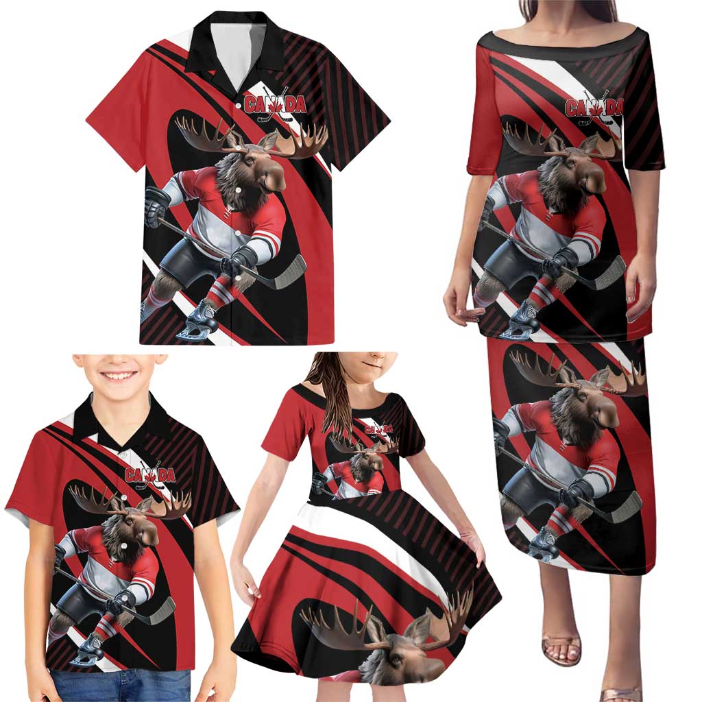 Canada Hockey Personalized Family Matching Puletasi and Hawaiian Shirt Go Canada Go