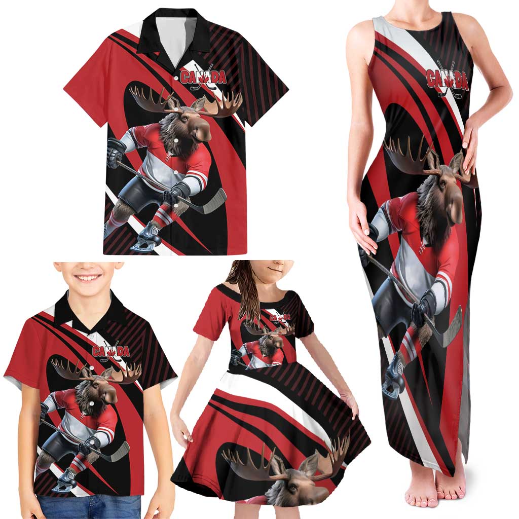 Canada Hockey Personalized Family Matching Tank Maxi Dress and Hawaiian Shirt Go Canada Go