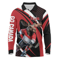 Canada Hockey Personalized Long Sleeve Polo Shirt Go Canada Go