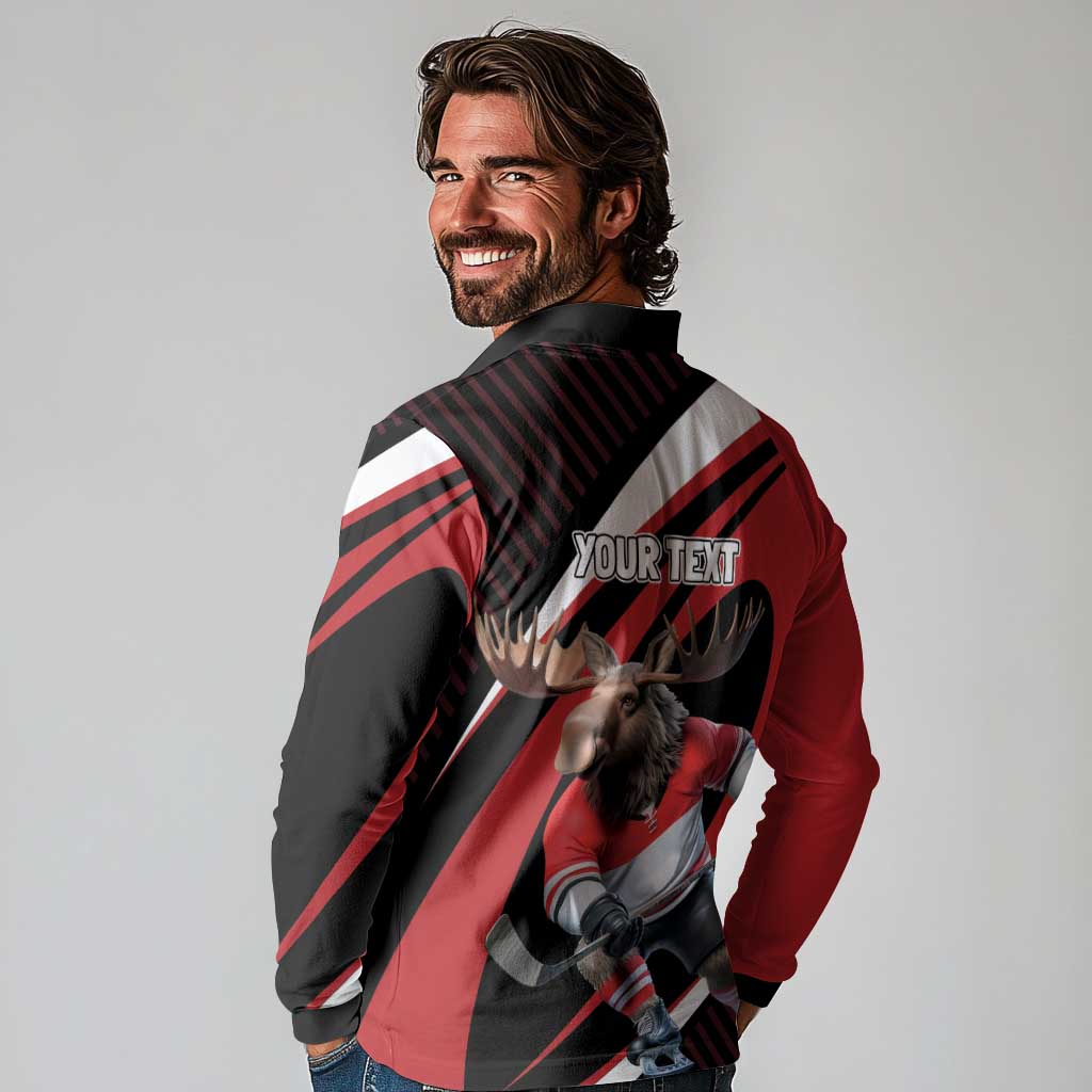 Canada Hockey Personalized Long Sleeve Polo Shirt Go Canada Go