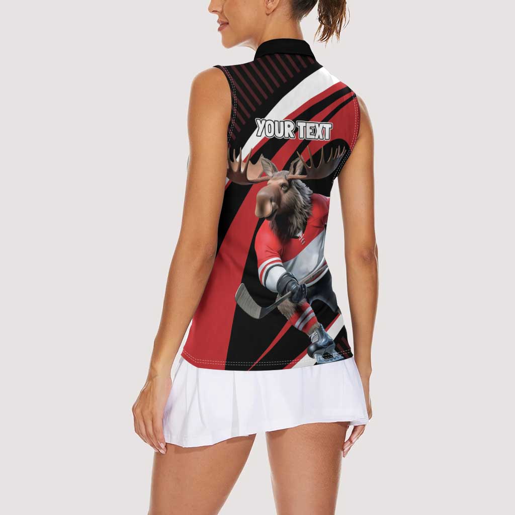 Canada Hockey Personalized Women Sleeveless Polo Shirt Go Canada Go