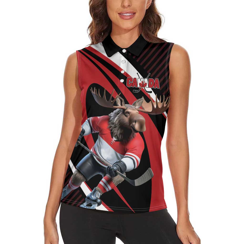 Canada Hockey Personalized Women Sleeveless Polo Shirt Go Canada Go