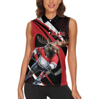 Canada Hockey Personalized Women Sleeveless Polo Shirt Go Canada Go