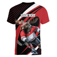 Canada Hockey Personalized Women V-Neck T-Shirt Go Canada Go