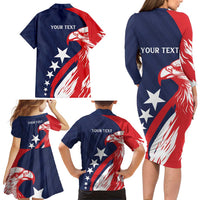 USA Hockey Personalized Eagle Family Matching Long Sleeve Bodycon Dress and Hawaiian Shirt Shoot For The Stars