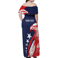 USA Hockey Personalized Eagle Family Matching Off Shoulder Maxi Dress and Hawaiian Shirt Shoot For The Stars