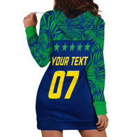 Personalised Brazil Football Hoodie Dress Women's WC 2023 Selecao - Wonder Print Shop