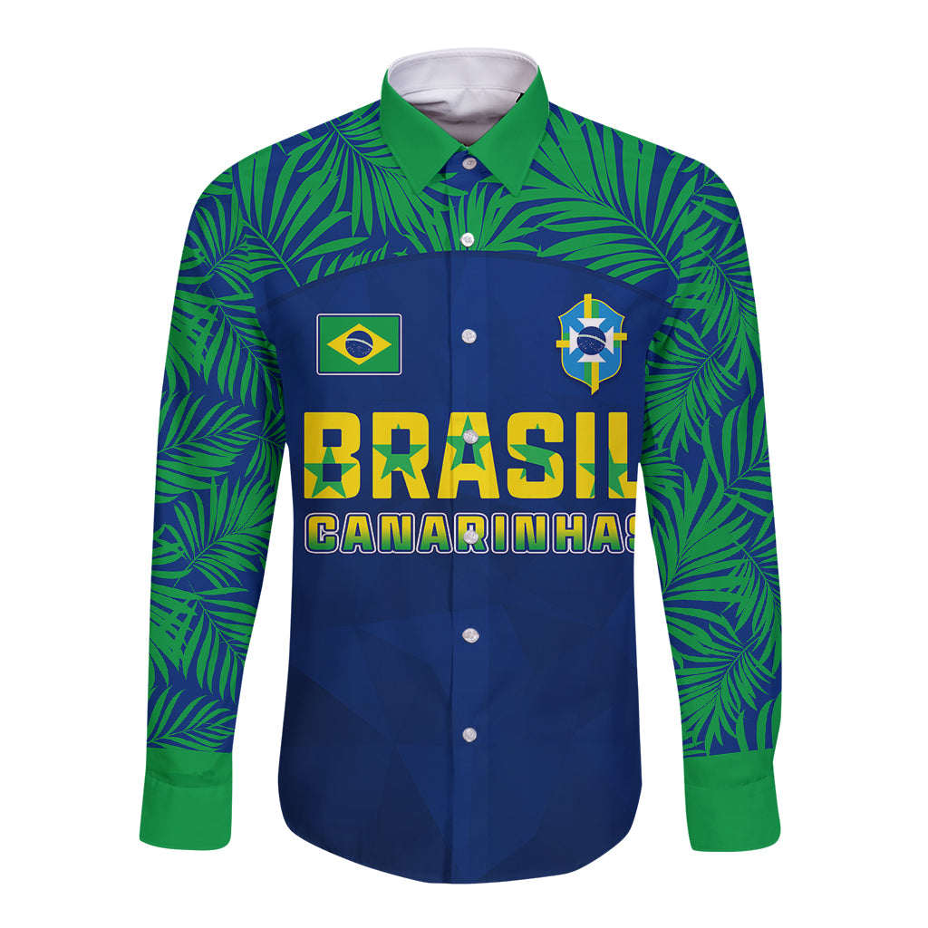 Personalised Brazil Football Long Sleeve Button Shirt Women's WC 2023 Selecao - Wonder Print Shop