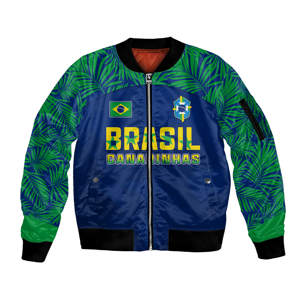 Personalised Brazil Football Sleeve Zip Bomber Jacket Women's WC 2023 Selecao - Wonder Print Shop