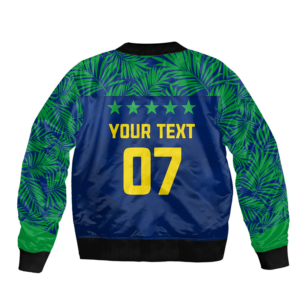 Personalised Brazil Football Sleeve Zip Bomber Jacket Women's WC 2023 Selecao - Wonder Print Shop
